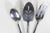 1960s Mid Century Modern Stainless Serving Set Spoon, Fork, Lifter, Set of Three Aztec Scroll For Sale - Image 6 of 10