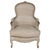 French An Antique Pair of Louis XV Style Linen Bergeres From Paris For Sale - Image 3 of 4