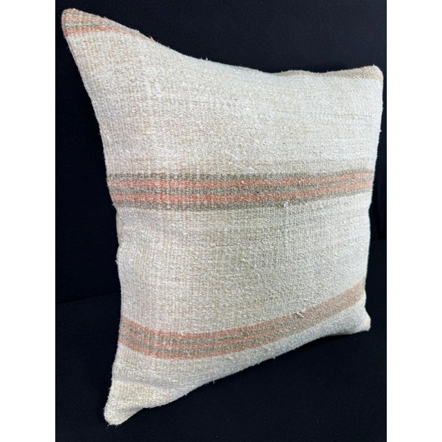 Contemporary Turkish Hemp Pillow Cushion Natural Beige Rust Pillow Cushion Cover 24x24 For Sale - Image 3 of 4
