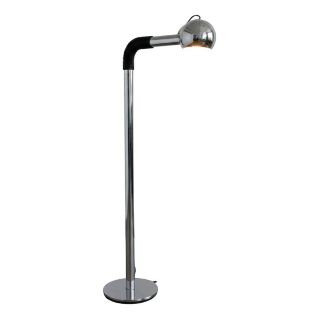 Space Age Adjustable Floor Lamp in Chrome and Steel, 1970s For Sale