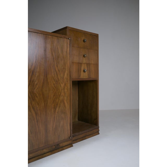 French Modernist Architectural Cabinet in Walnut, 1930s For Sale - Image 14 of 18