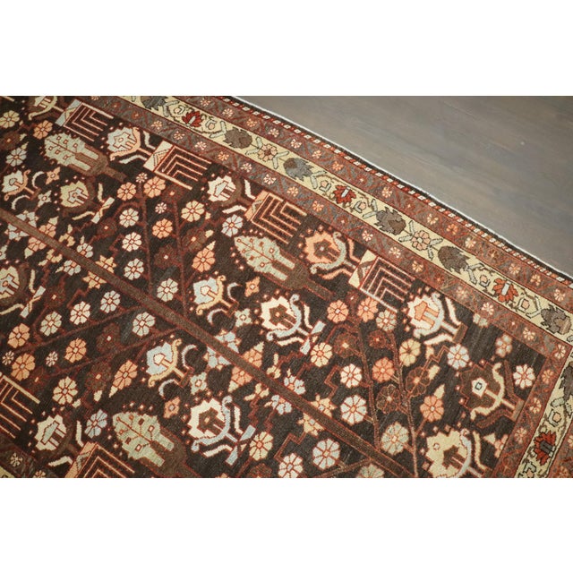 Early 20th Century Early 20th Century Zabihi Collection Brown Persian Kurd Bakhtiari Runner - 4'4" x 10'10" For Sale - Image 5 of 6