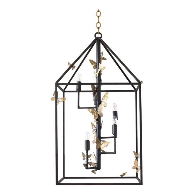 Warm Black Monarch Butterfly Lantern For Sale