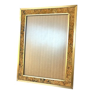 1970s Italian Modern Brass and Cork Picture Frame For Sale