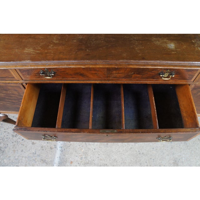 Antique French Country Queen Anne Style Mahogany Burl Buffet Sideboard Server For Sale - Image 9 of 18
