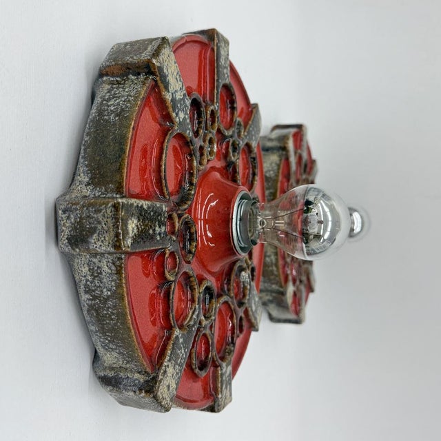 Ceramic Ceramic Wall Sconces from Hustadt Leuchten, 1970s, Set of 2 For Sale - Image 7 of 18
