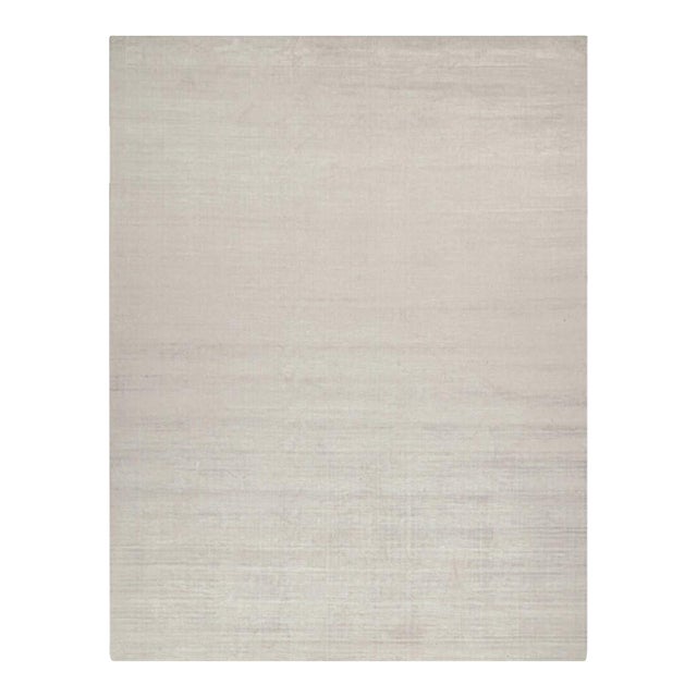 2010s Rug & Kilim’s Plain Modern Rug in Solid Silver and Off-White Tone-on-Tone - 13x17 For Sale