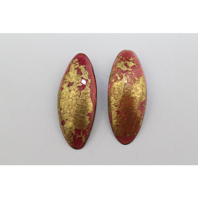 Enamel Earclips from Atelier Casanova, 1950s, Set of 2 For Sale - Image 4 of 5