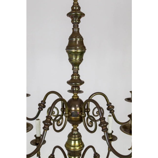 Metal Dutch Baroque 2-Tier Brass Scroll Candlestick Chandelier For Sale - Image 7 of 13