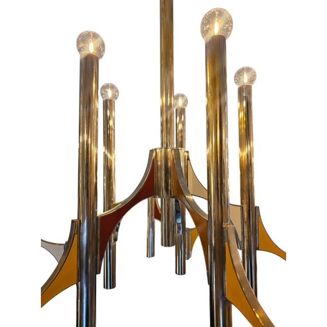 1960s Mid Century Modern Large Chandelier by Gaetano Sciolari For Sale - Image 4 of 7