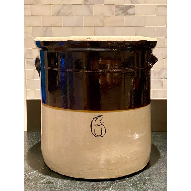 Mid 19th Century Antique 6-Gallon Two-Toned Salt-Glazed Crock For Sale - Image 13 of 13