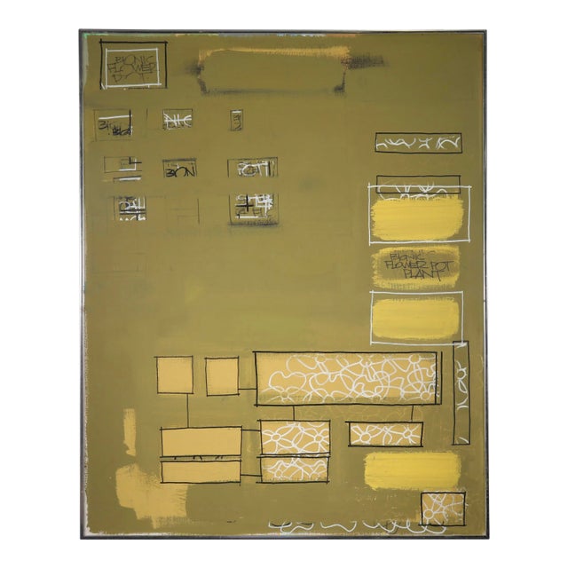 1966 "Bionic Flower Pot Plants" Signed Acrylic on Canvas For Sale