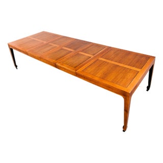 1970s Restored Michael Taylor for Baker Walnut & Black Lacquer Extension Dining Table For Sale