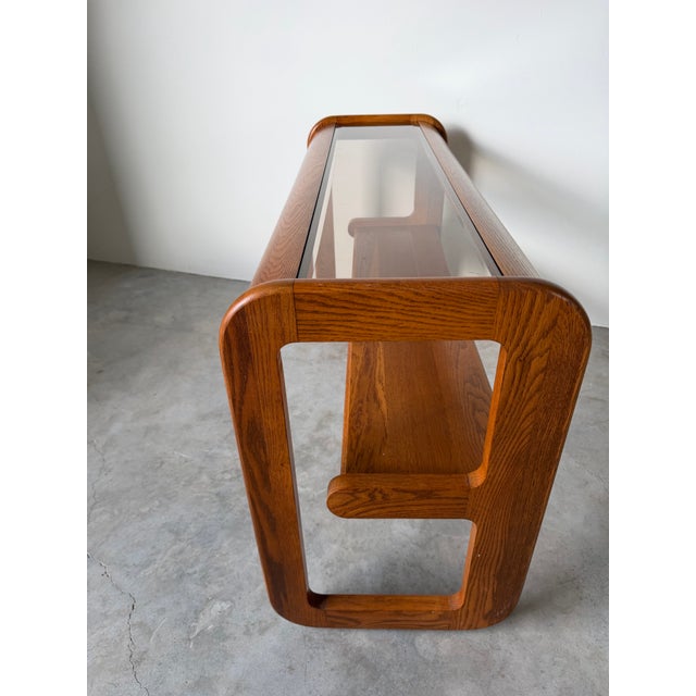 Mid-Century Modern 1970s Mid-Century Modern Lou Hodges for Mersman Oak Console / Sofa Table For Sale - Image 3 of 12
