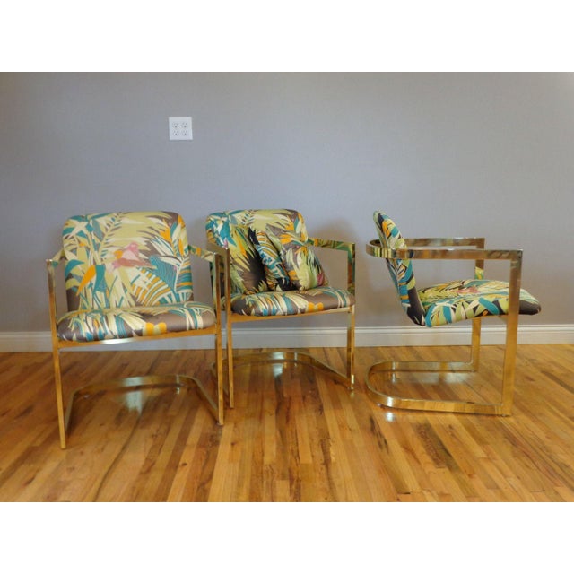 Late 20th Century Vintage Design Institute America for Milo Baughman Brass Cantilever Chair For Sale - Image 5 of 5