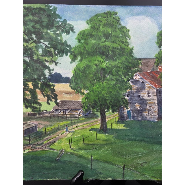 Mid-Century Pennsylvania Stone Grist Mill Watercolor by Floyd F. Hackman For Sale - Image 17 of 18
