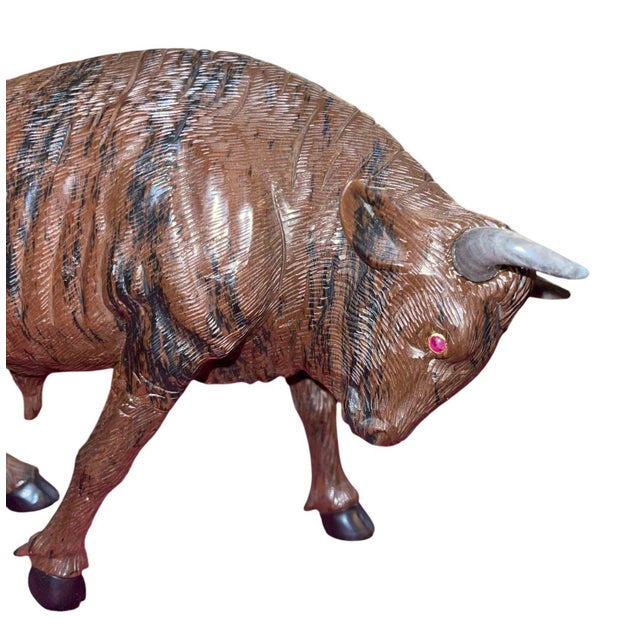 Modern Manfred Gettman Attrib. Brown & Black Obsidian Bull Sculpture. Germany, 20th C. For Sale - Image 3 of 10