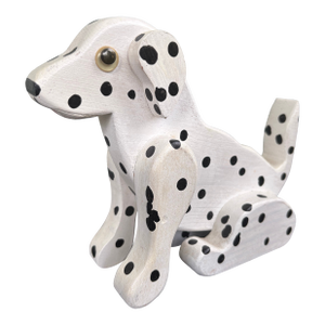 Vintage Hand-Carved Wooden Dalmatian Dog Figurine | Folk Art Style