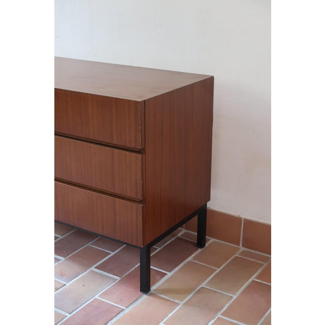 Mid-Century Modern Teak Chest of 3 Drawers on Black Metal Base, 1960s For Sale - Image 3 of 12