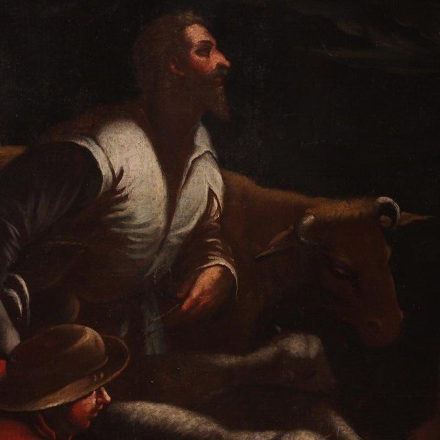 17th Century Bassano School Artist, The Announcement to the Shepherds, 1630, Oil on Canvas For Sale - Image 5 of 13
