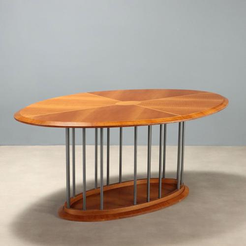 Vintage Oval Walnut Table, 1980s For Sale - Image 9 of 9