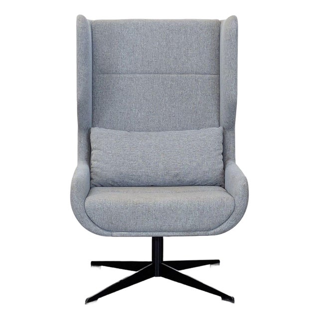 NaughtOne Hush Modern High-Back Lounge Chair in Light Gray Fabric For Sale