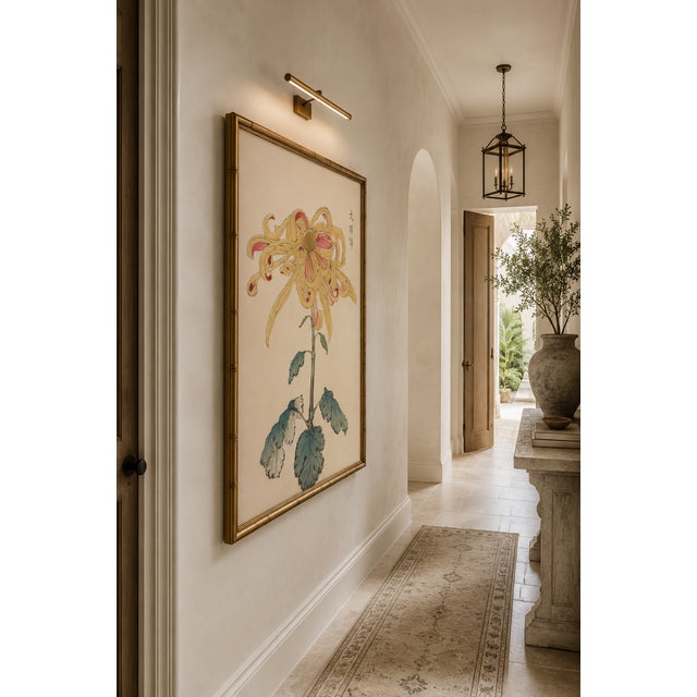 Gold Golden Spider Chrysanthemum by Hasegawa, Vintage Japanese Botanical Art Print, 36" X 54" For Sale - Image 8 of 11