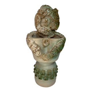 C.1960s Fratelli Fanciullacci Studio Pottery Figure Bust Vase Made in Italy Marked For Sale
