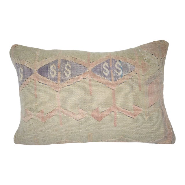 Antiqe Kilim Lumbar Pillow Case For Sale