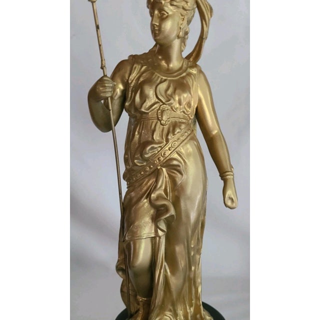 Metal Antique 19th Century Pair of Gilded Sculptures of Mars and Minerva For Sale - Image 7 of 11