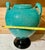 Large 16” Mid 20th Century Style Turquoise Volcanic Ceramic Urn With Zoomorphic Handles For Sale - Image 10 of 12