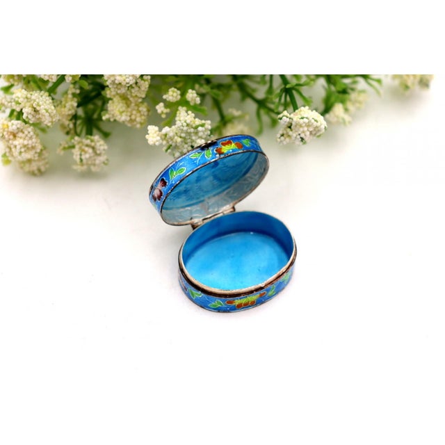 Enameled Silver Pill Box For Sale - Image 3 of 6