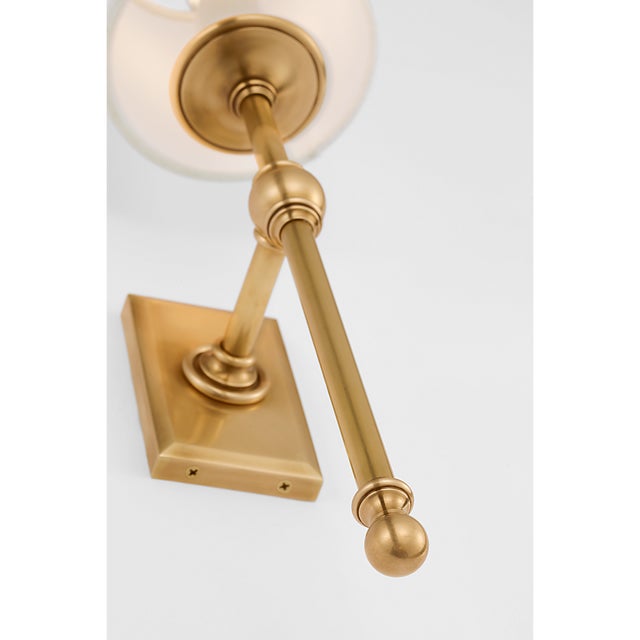 Visual Comfort Chapman & Myers for Visual Comfort Signature Classic 19" Tail Sconce in Antique-Burnished Brass with Linen Shades For Sale - Image 4 of 7