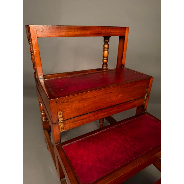 Oxblood Red Flip-Top English Library Steps or Flat-Top Side Table, Late 20th Century For Sale - Image 8 of 14
