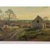 Old Barn Scene of a Farm in the English Countryside by 20th Century British Landscape Artist, James Wright. Signed,...