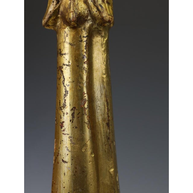 18th-Century Neoclassical Italian Giltwood and Polychrome Candlestick, 1800 For Sale - Image 12 of 18