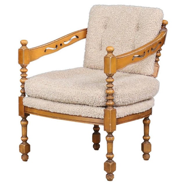 Vintage Italian Armchair in Carved Wood, 1975 For Sale - Image 10 of 10
