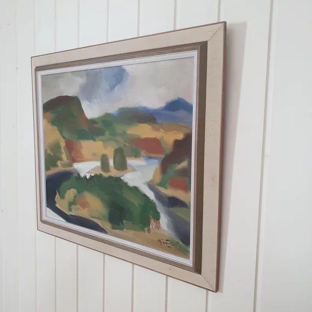Textile 1950s Mid Century Swedish Modernist Landscape by Ivar Hjertqvist For Sale - Image 7 of 18