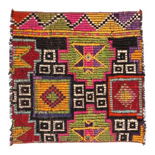 Mini Embroidered Vintage Kilim Fragment - 2`0″ X 2`0″ For Sale