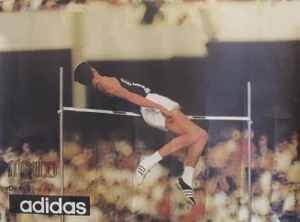 1968 Mexico Olympics High Jump Flop (Dick Fosbury) Poster - Adidas
