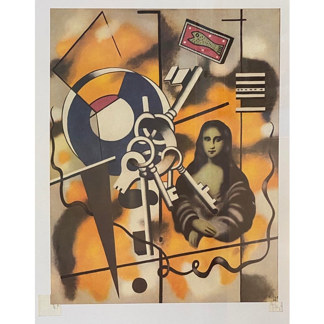 Mid-Century Modern Signed Nadia Léger Lithograph, Modernist Surrealist Composition Mona Lisa Motif For Sale - Image 3 of 5