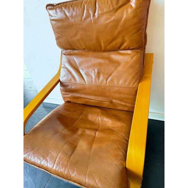 Wood Vintage Poäng Chair in Cognac Leather by Noboru Nakamura for Ikea, 2000s For Sale - Image 7 of 13