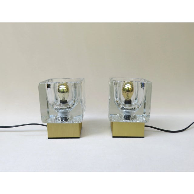 Mid-Century Modern Small Vintage Gold-Colored Anodized Aluminum and Glass Table Lamps from Peill & Putzler, Set of 2 For Sale - Image 3 of 18