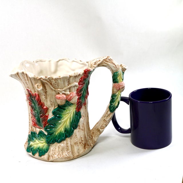 Ceramic Fitz and Floyd Omnibus Acorn and Oak Leaf Faux Bois Trunk Pitcher For Sale - Image 7 of 11