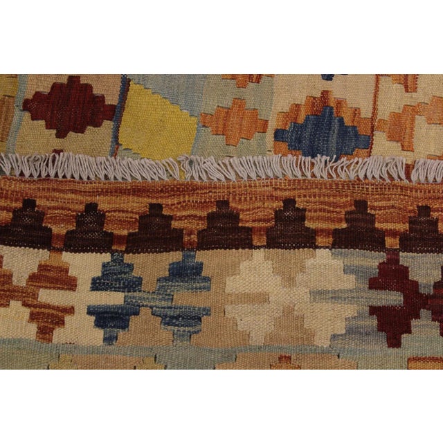 Textile 1990s Boho Chic Kilim Rust Hand-Woven Wool Rug -5'3 X 6'8 For Sale - Image 7 of 8