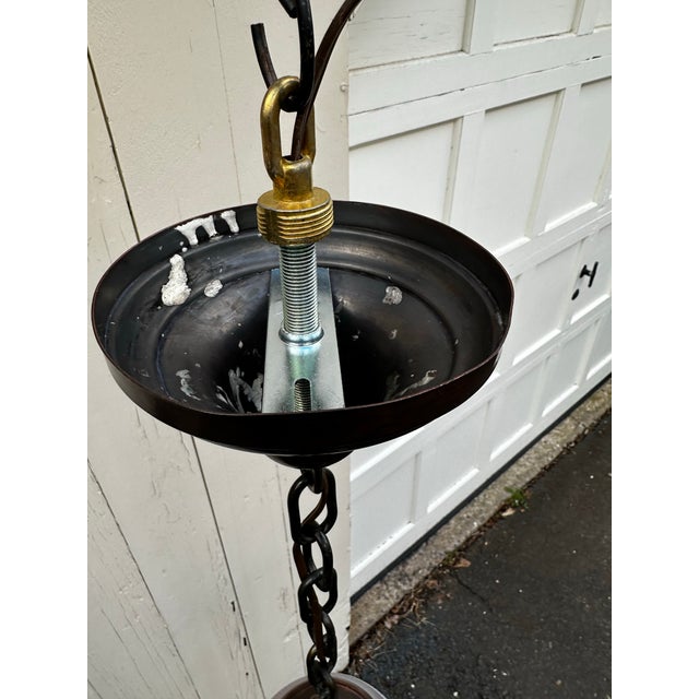 American Vintage 8" Diameter Holophane Waffle Pattern Ball Shade With Vintage Copper Fixture For Sale - Image 3 of 6