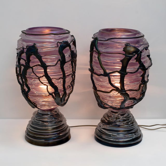 Sculptural Murano Glass Table Lamps, 1990, Set of 2 For Sale - Image 4 of 11