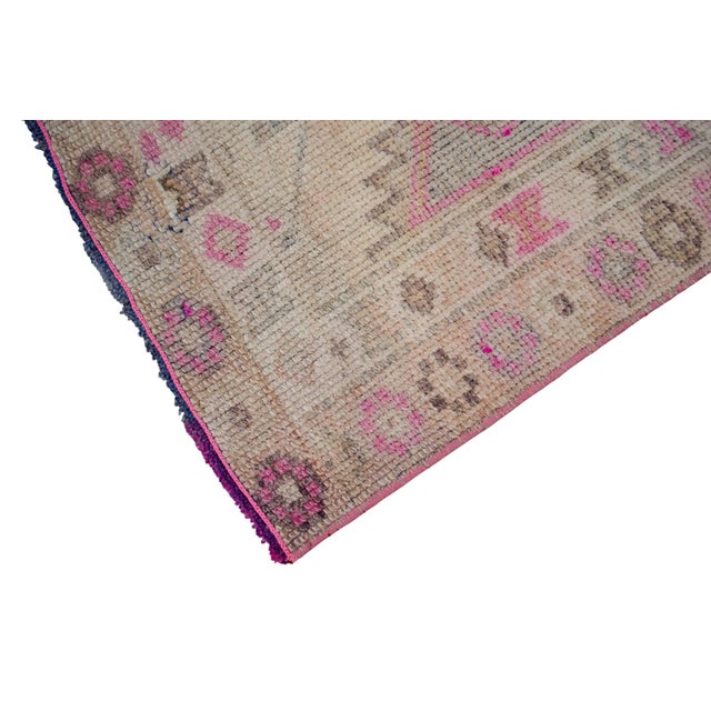 Vintage Turkish Hand-Knotted Runner Rug Pink Hallway Kitchen Decor - 2′9″ × 10′ For Sale - Image 11 of 17