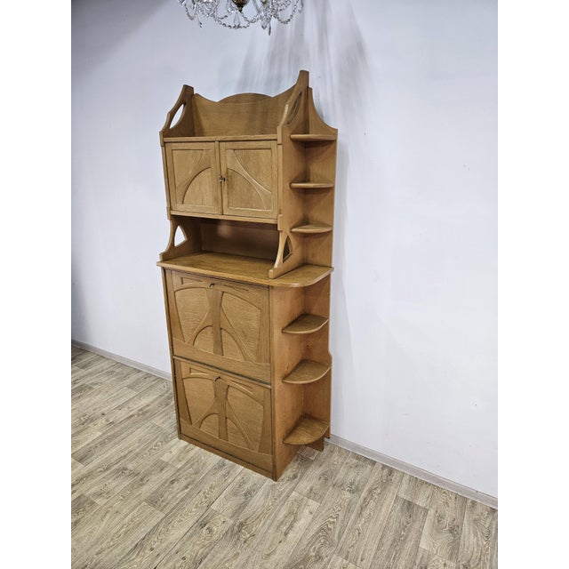Art Nouveau Oak Cabinet with Secretary, 1920s For Sale - Image 11 of 18