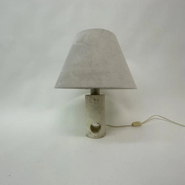 Silver Mid-Century Travertine Table Lamp, 1970s For Sale - Image 8 of 8